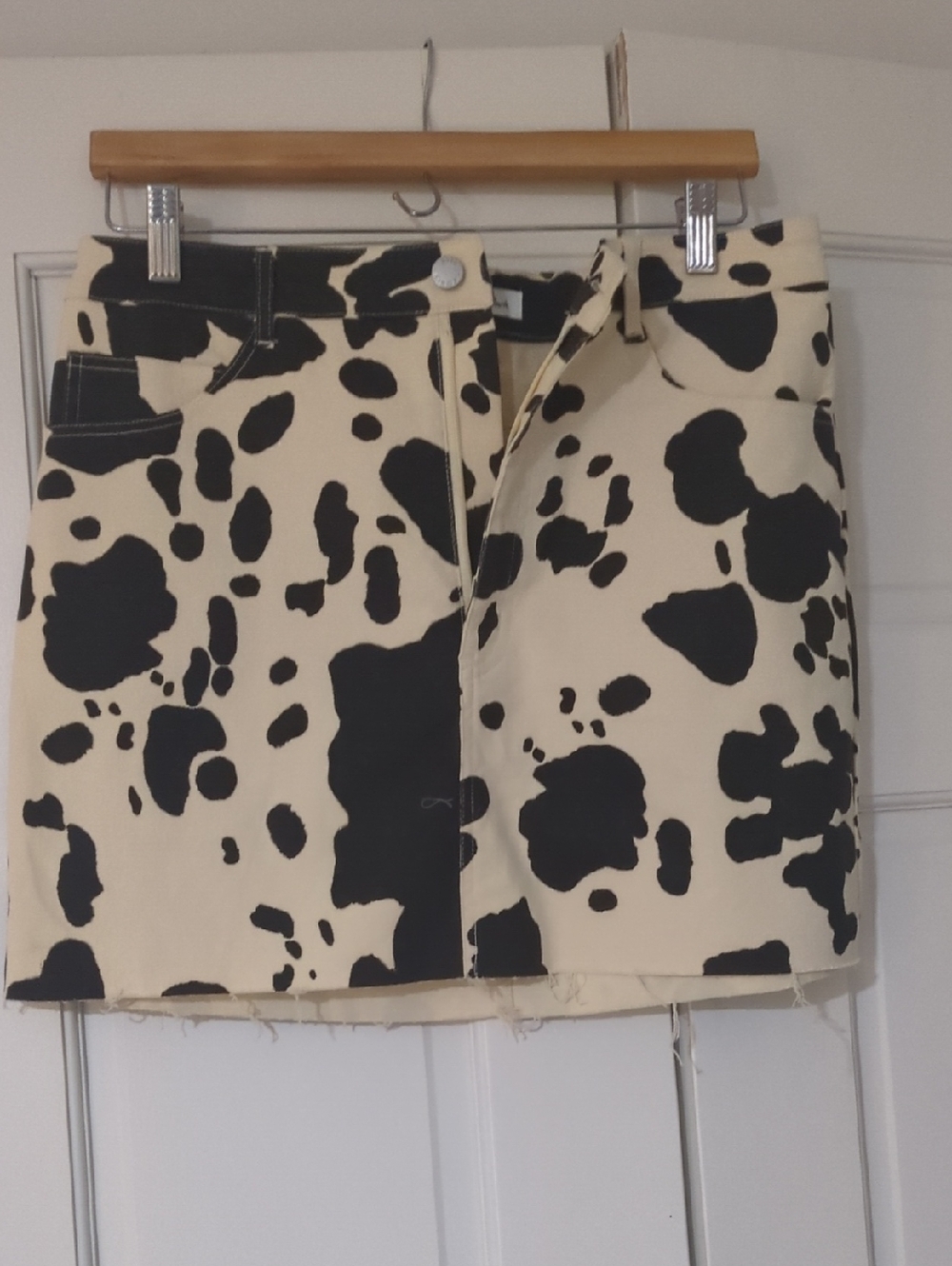 emory park Black & Cream Cow Print Mini Skirt